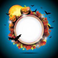 Halloween Party Background with Pumpkins and Moon N3