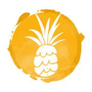 Watercolor circle paint stain and pineapple N3