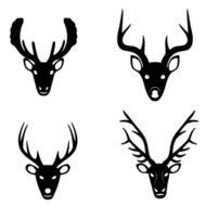 Collection silhouettes of deer heads