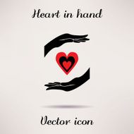 Pictograph of heart in hand Vector icon Template for design