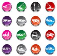 Construction Vehicles Icons - 3D Push Button Series