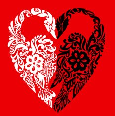 Swans in the form of heart symbol love abstract background N2