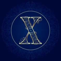 Vintage floral alphabet letter X