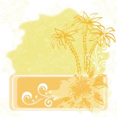 Exotic background palm and flowers N2