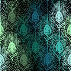 Seamless pattern with peacock feathers Hand-drawn vector background N2