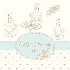 Outline tea mugs with mint business card N2