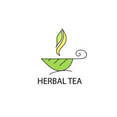 Cup of herbal tea from a leaf with steam