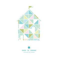 Vector colorful pastel triangle texture house silhouette pattern frame