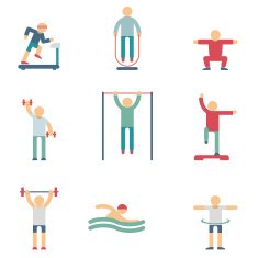 Fitness people color icons
