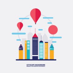 Cityscape background City building silhouettes Flat design N3