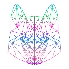 polygonal abstract dog silhouette drawn in one continuous line N2