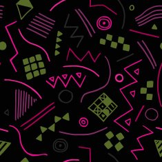 Vector seamless texture with geometrical shapes Endless black background N2