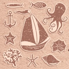 Silhouette Sea - Hand drawn set of sea symbols N4