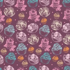 Sweet pattern with cupcakes and chocolates