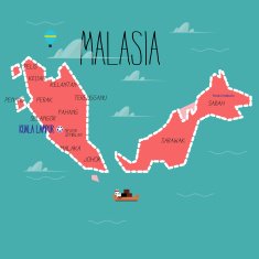 Malaysia map - vector illustration