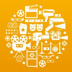 Composition with cinema symbols
