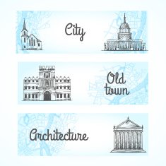 Set of banners with buildings N2