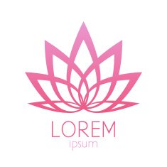 Beautiful pink lotus flower logo sign