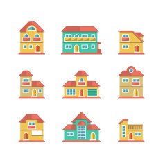 Set flat icons of houses and buildings N2