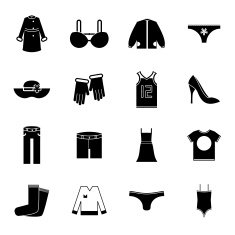 Retro Clothes Symbols Accessories Icons Set Trendy Modern Silhouette Design N2