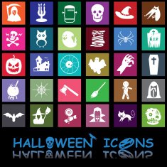 halloween icons colorful style