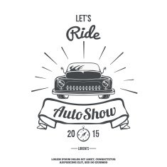 Lets ride Retro car auto show Vector