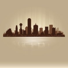 Dallas Texas brown skyline city silhouette