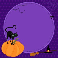Black cat on a pumpkin Halloween Illustration