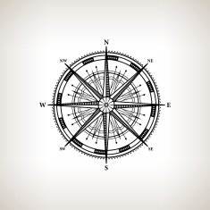 Silhouette compass rose on a light background N2