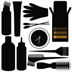Silhouettes of Coloring products - Equipments to dye hair