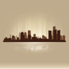 Detroit Michigan brown skyline city silhouette