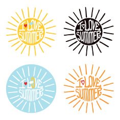 Sun from words I love summer Typography Design