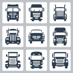 Vector isolated trucks icons set front view