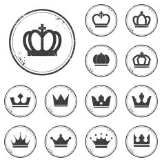 Isolated grunge crowns set
