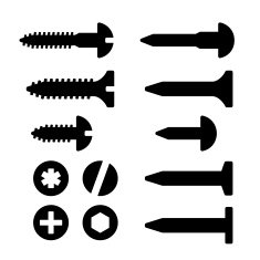 Screws nuts and nails icons set