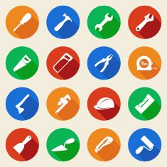 Set of construction tools icons in flat style N2