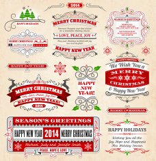 Christmas and Holiday Banners & Badges Set