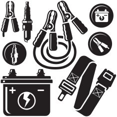 Car Battery Spark Plug Safety Belt Jump Leads Icons