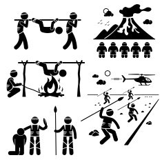 ost Civilization Cannibal Man Eating Tribe Stick Figure Pictogram Icons