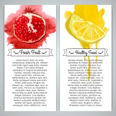Set of vertical template brochures Fruit pomegranate and lemon