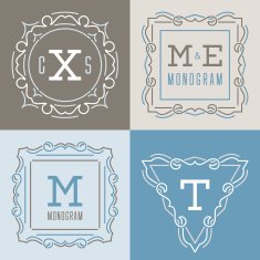 Set of logos templates in mono line style N5