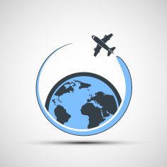 Logo airplane fly around the earth