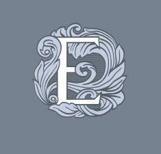 Vintage vector letter e in the Baroque style