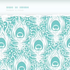 Soft peacock feathers vector horizontal torn seamless pattern background