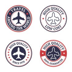 Set of vintage style flight label Vector logo design template N2