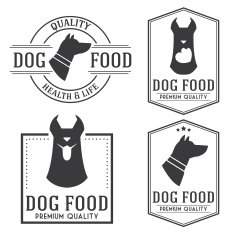 Vintage dog food badges and logotypes set