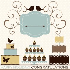 Vector set of celebration or holiday icons in vintage colors N3