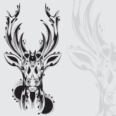 Tribal deer head tattoo