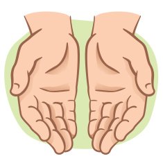 Character pair of hands with exposed palm request or donation N2