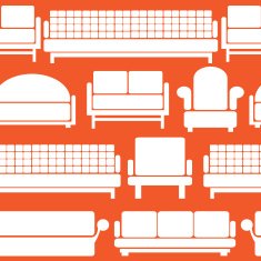 icons of furniture on seamless pattern N2